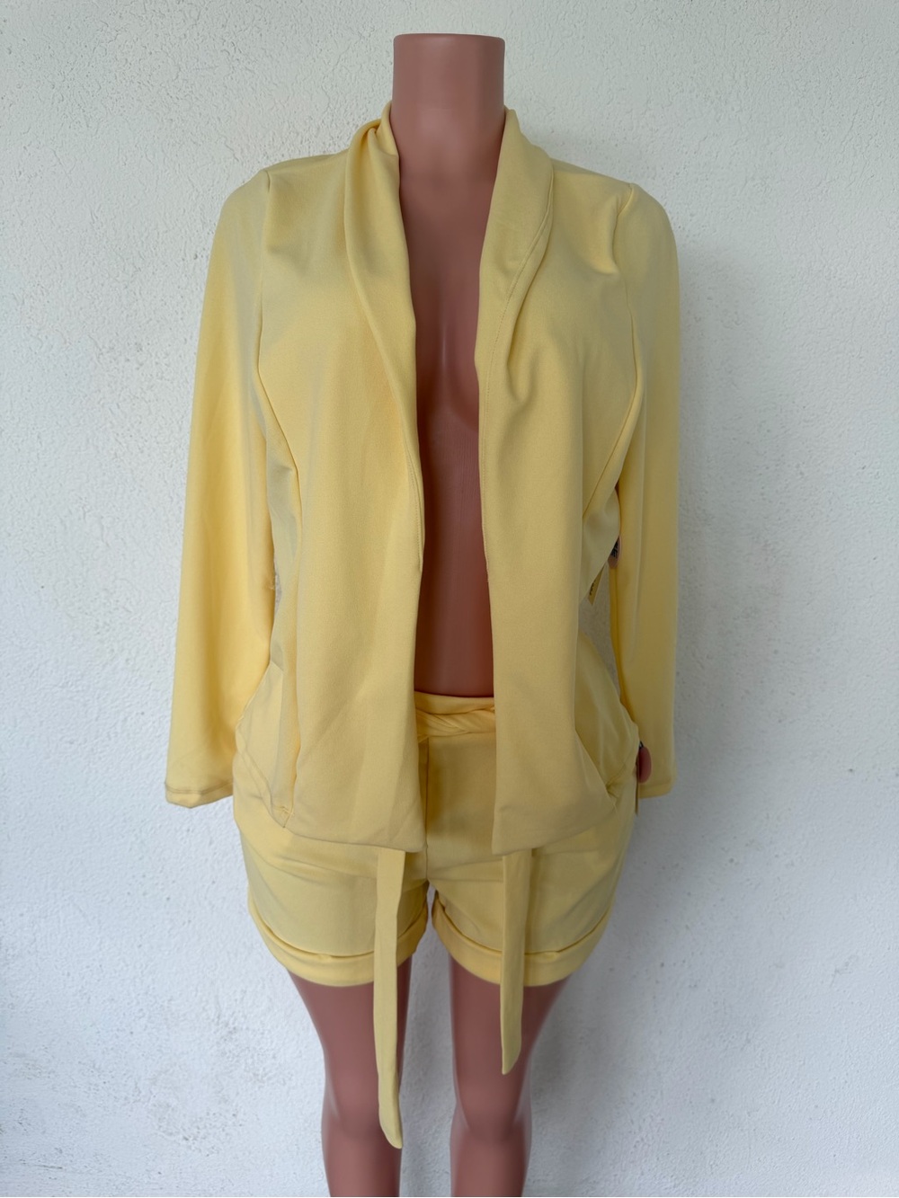 Haute Monde Light Yellow Open-Front Blazer